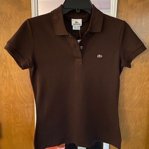 NWT brown Lacoste stretch polo
